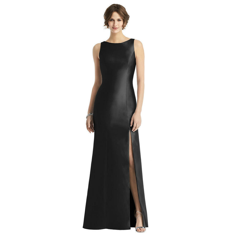Alfred Sung Sleeveless Satin Gown Low Bow Backless D770 Size 10 fits as size 2